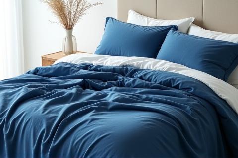 Parure de lit en lin bleu océanique
