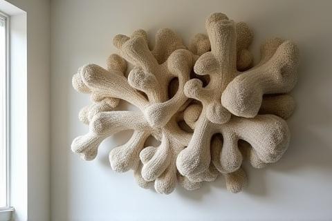 Sculpture textile murale inspirée du bois flotté